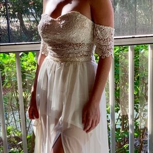 Strapless off-white dress